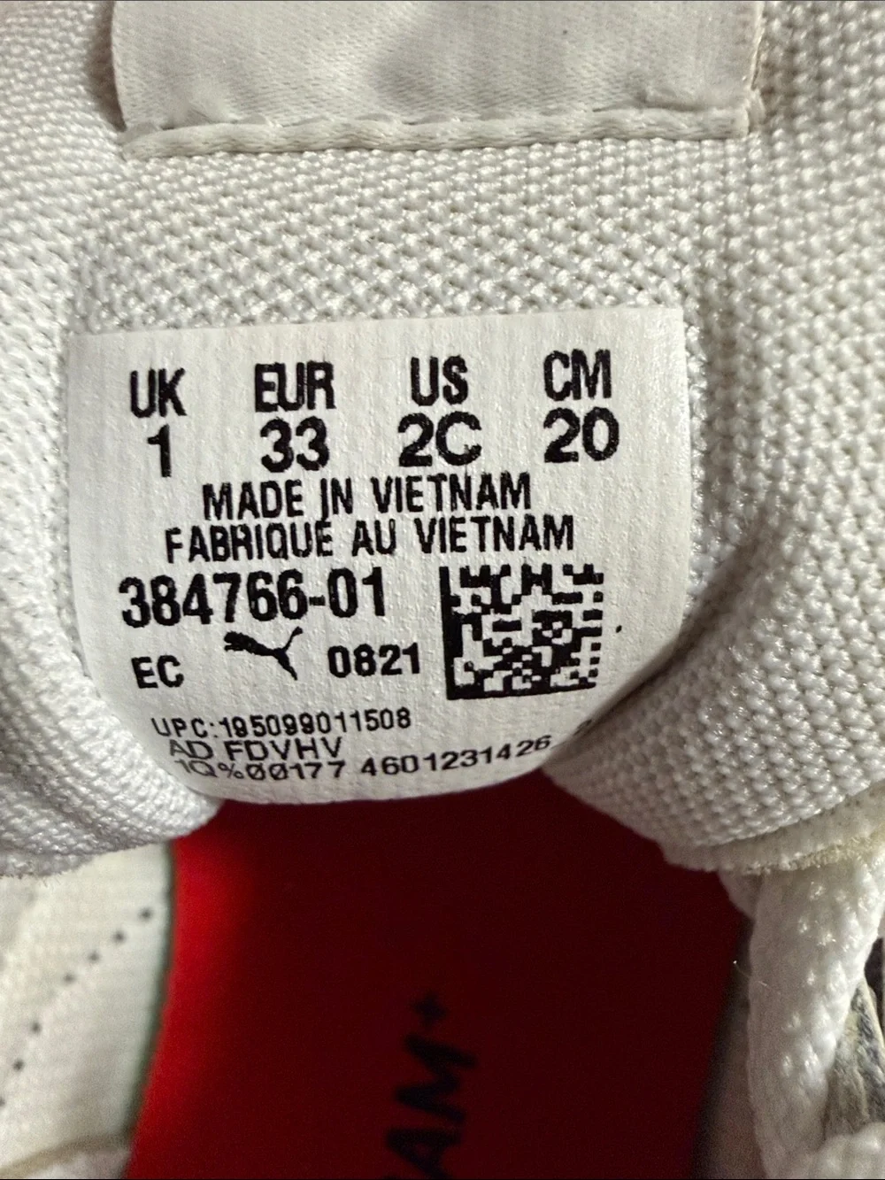 Puma White and Red Low-Top Kids Sneakers